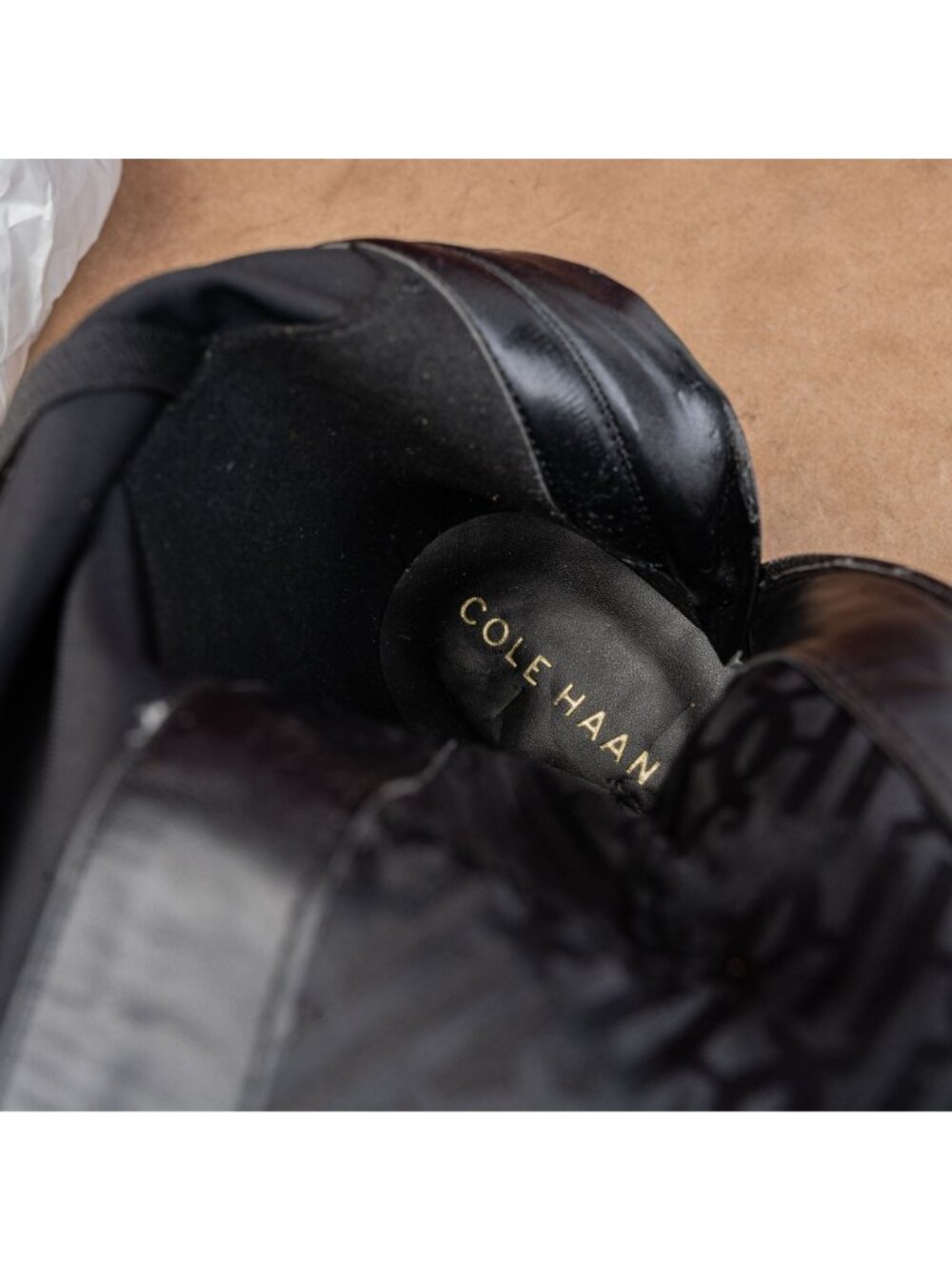 Cole Haan Women Chase Fashion Zip Party Black Leather Stretch OTK Boots sz 6 - Picture 6 of 10